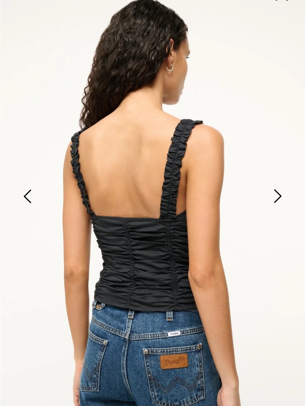 STAUD Black Ruched Camisole with Ruffled Straps - Picture 2 of 5